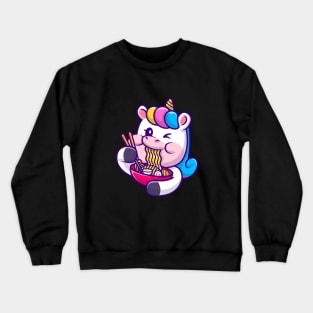 Cute Unicorn Eating Ramen Noodle Cartoon Crewneck Sweatshirt